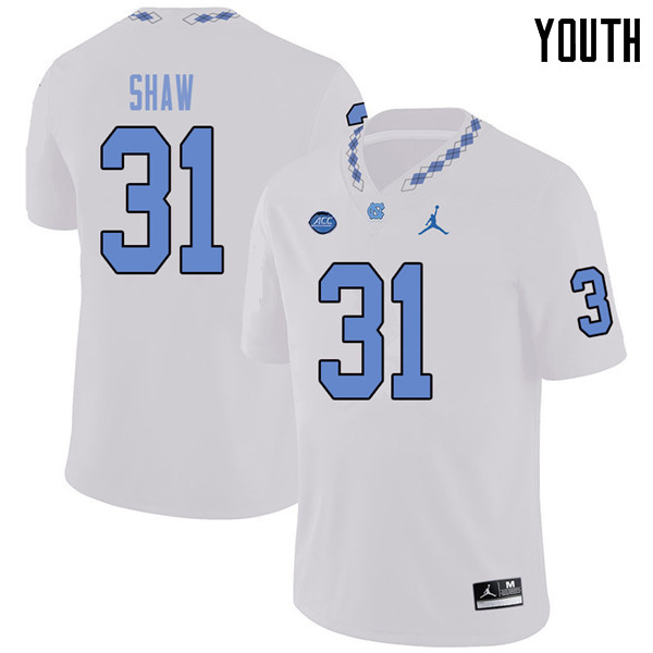 Jordan Brand Youth #31 Tre Shaw North Carolina Tar Heels College Football Jerseys Sale-White